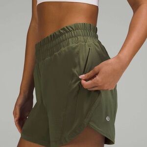 Lululemon Track That 5” high rise Dark Green Athletic Shorts